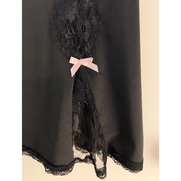 Black Slip Lace Dress Women Size M Babydoll Nightie Lingerie Chemise Cami Nightg - Picture 7 of 16